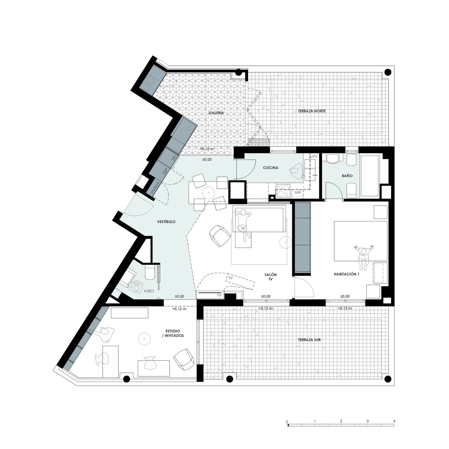 阳光下的双露台公寓丨西班牙马德里丨PuertoyMartín Architects-21