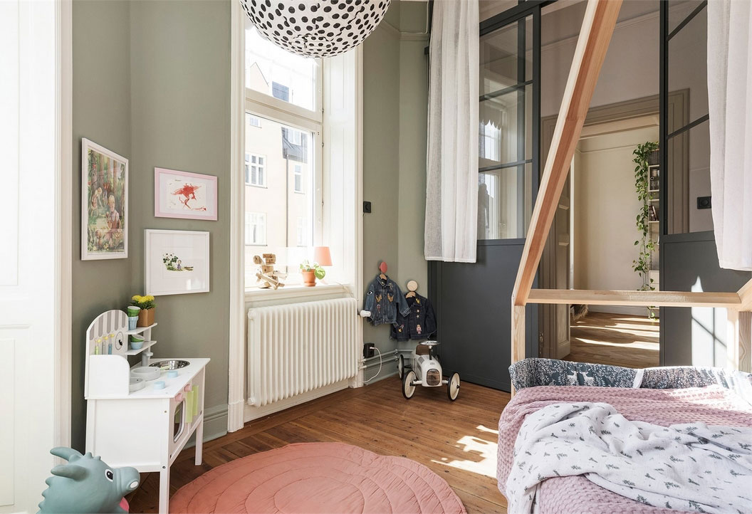 斯德哥尔摩公寓 | 厨房里的儿童房,独特的设计亮点-16