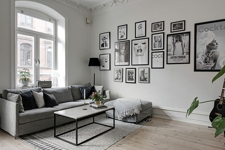 瑞典灰色家居，金属元素与插画打造个性空间-2