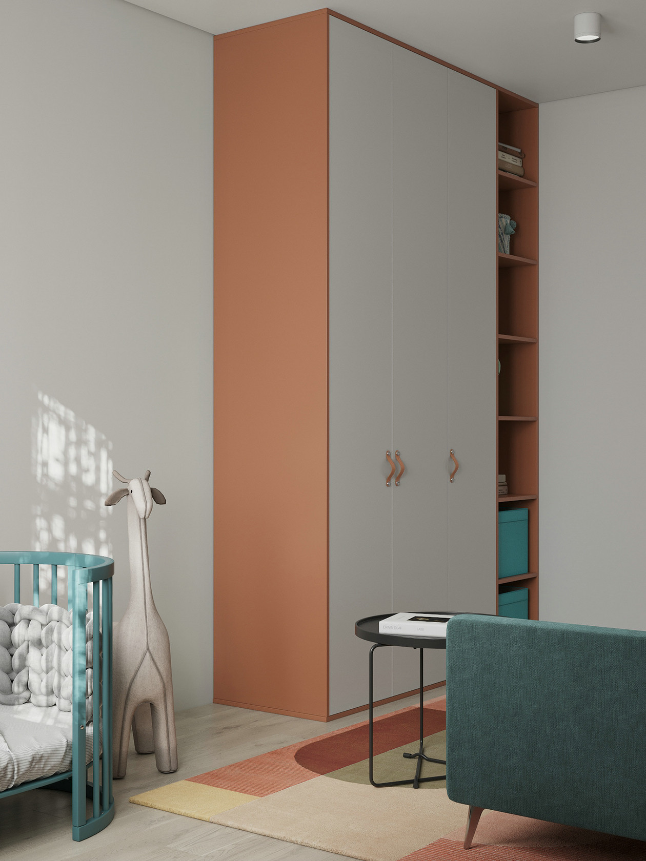 原木搭配活力橙,打造舒适空间感-14