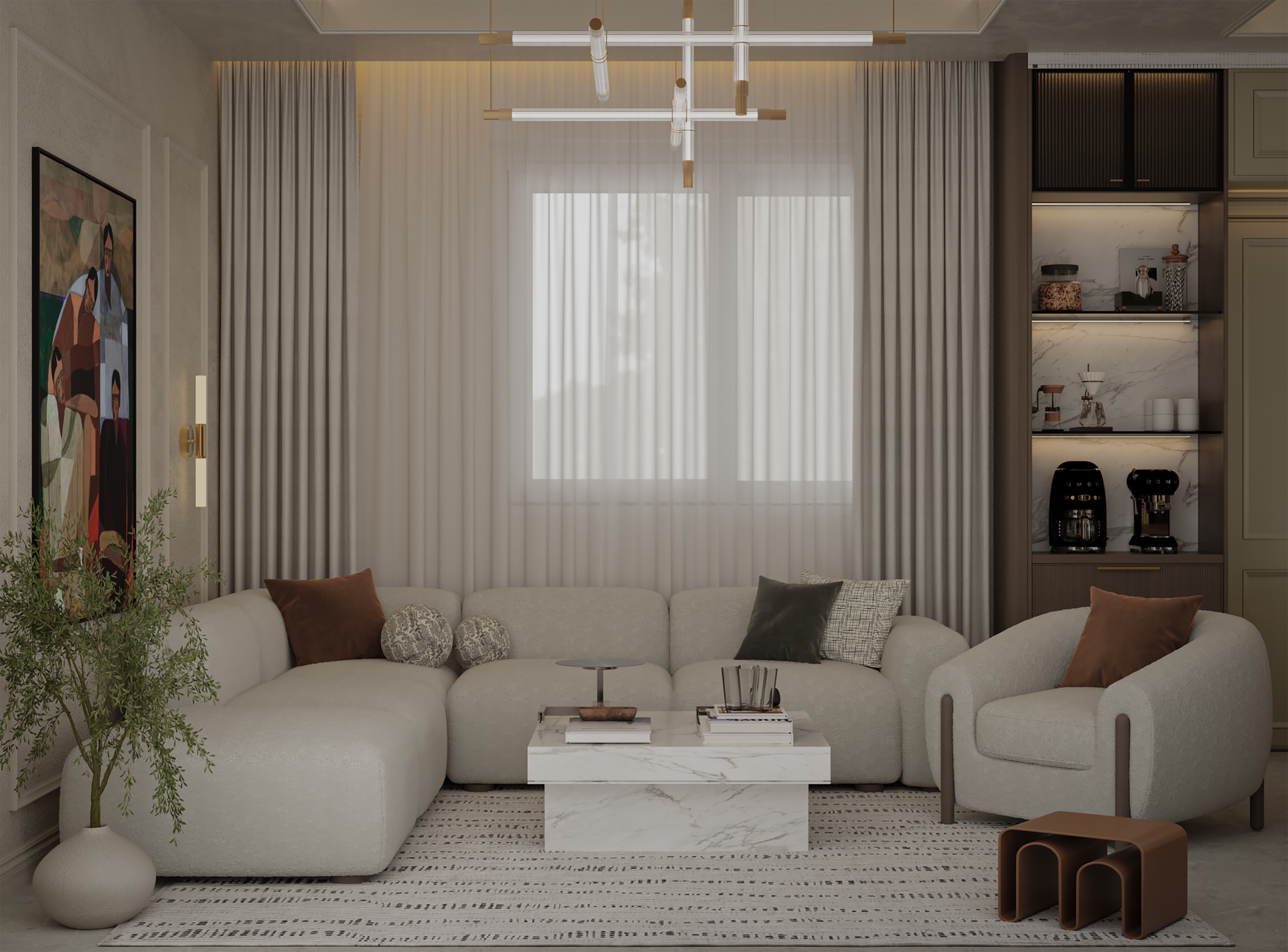 当代客厅与厨房设计丨约旦安曼-3