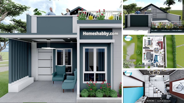 54 SQM小房子带屋顶露台3卧室设计-2