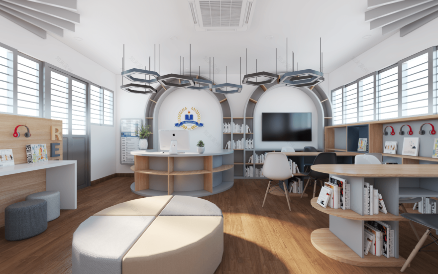中学多媒体空间改图书馆项目丨越南河内-6