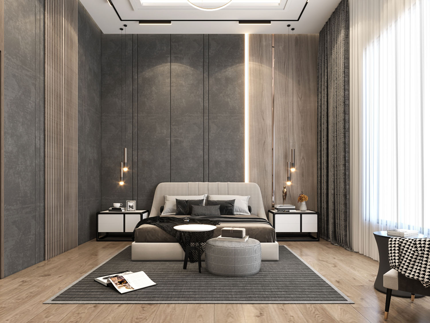 现代主卧室丨Castle construction office-6