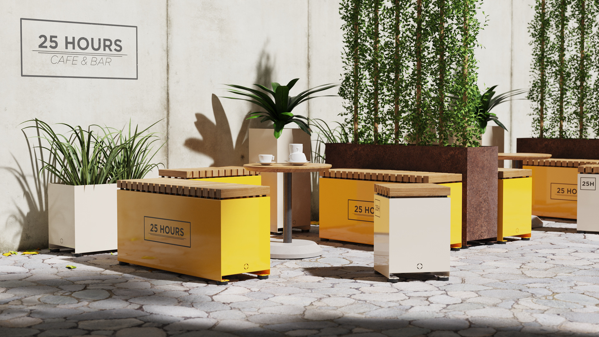 BROK 户外长椅和花盆-23