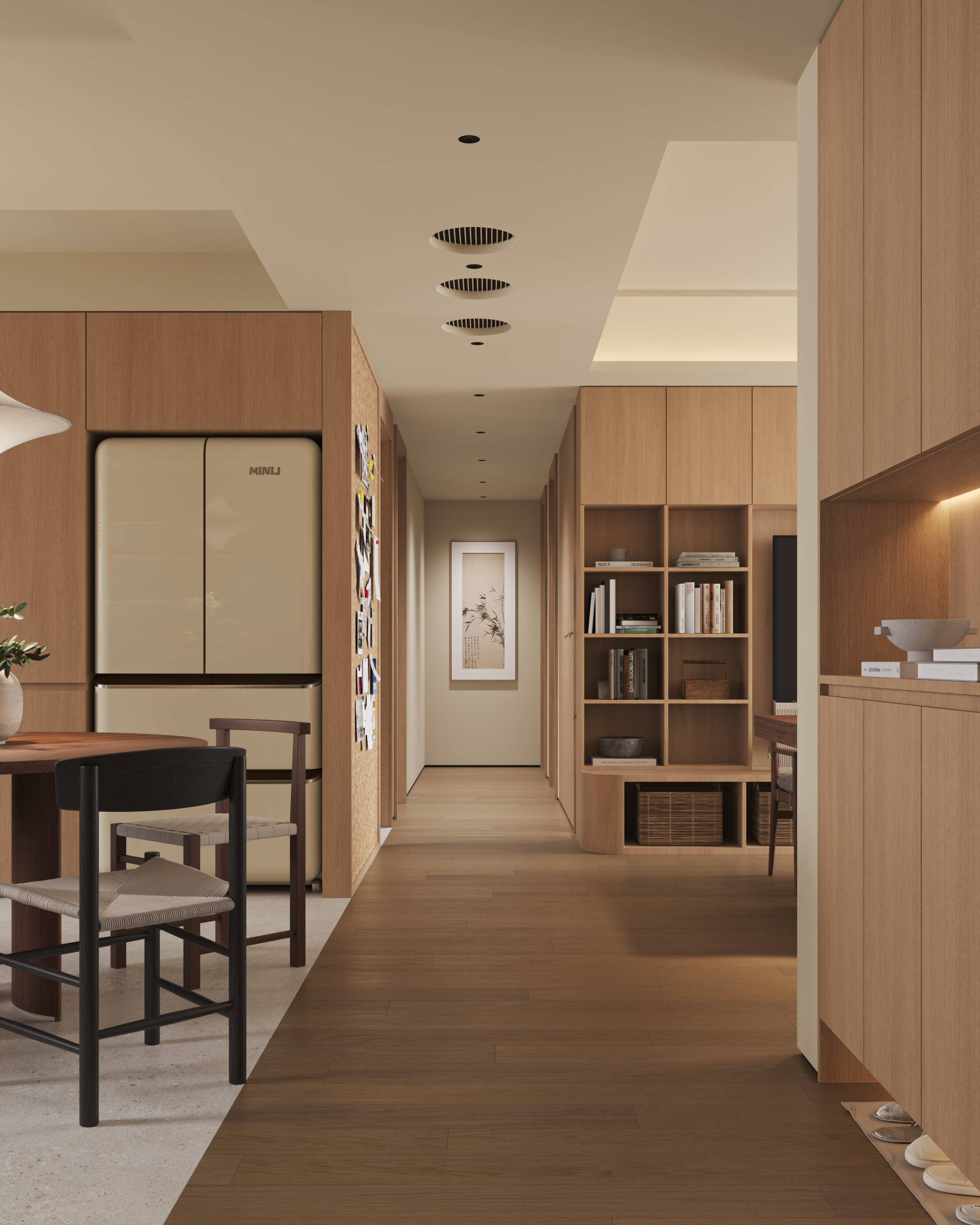 暖色简约客餐厅渲染-6