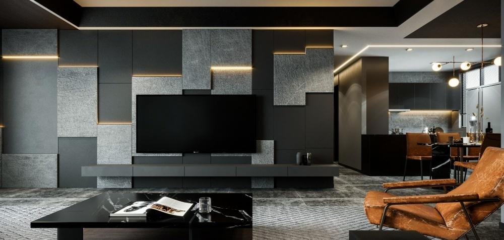 BLACK·后现代轻奢家居,灰色调与橙色系的惊艳碰撞-4