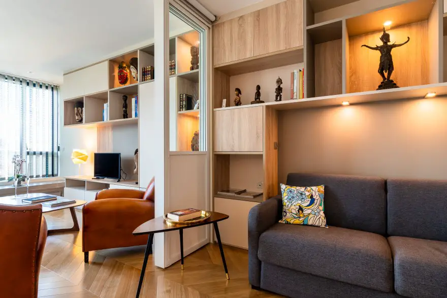 巴黎 80m²公寓，单面采光的两室设计-9