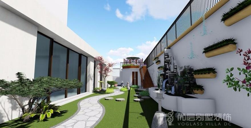 时尚灰调园林庭院,书柜沙发共筑惬意生活-0