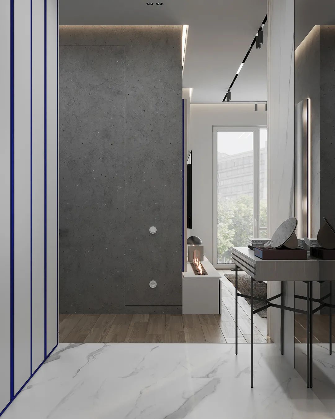 极简高级灰 · 一家三口蓝色豪宅设计丨俄罗斯丨俄罗斯设计师 Alina Larionova-3