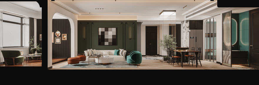 复古绿色系文艺轻奢格调家居设计-9