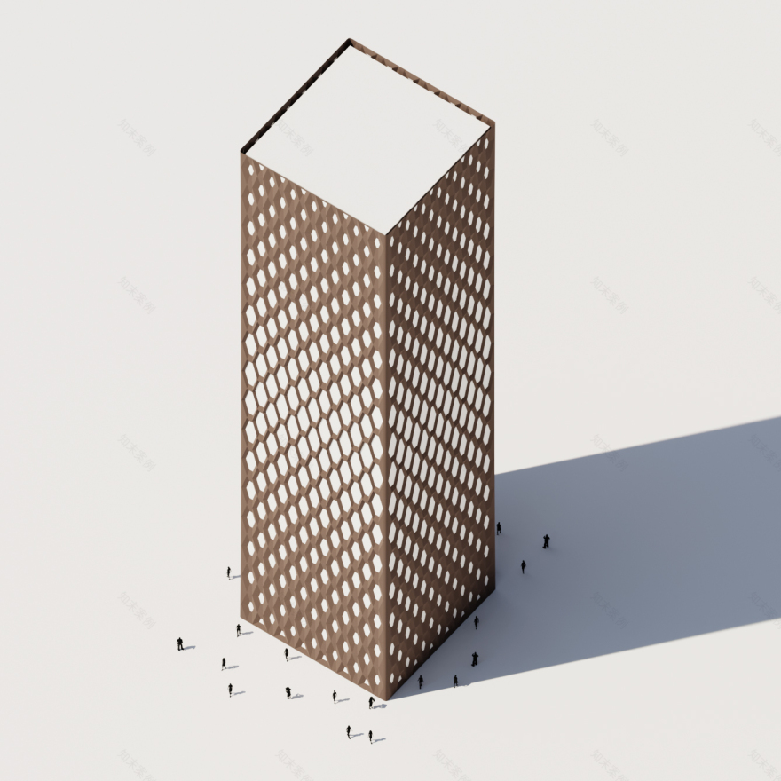 Hexagon Pattern Facade Tower Rhino Grasshopper-13
