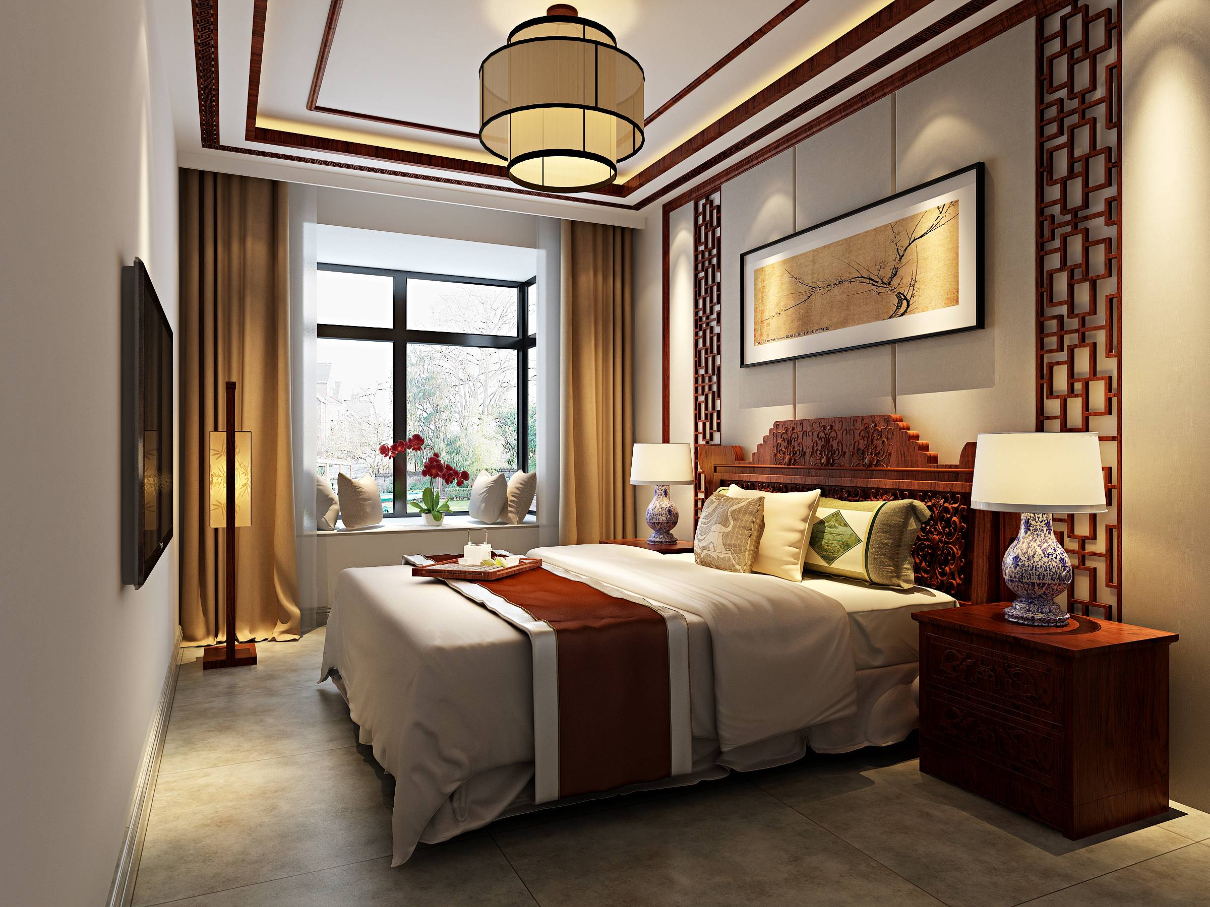 新中式 中式古典 奢华家装别墅样板房-12-38