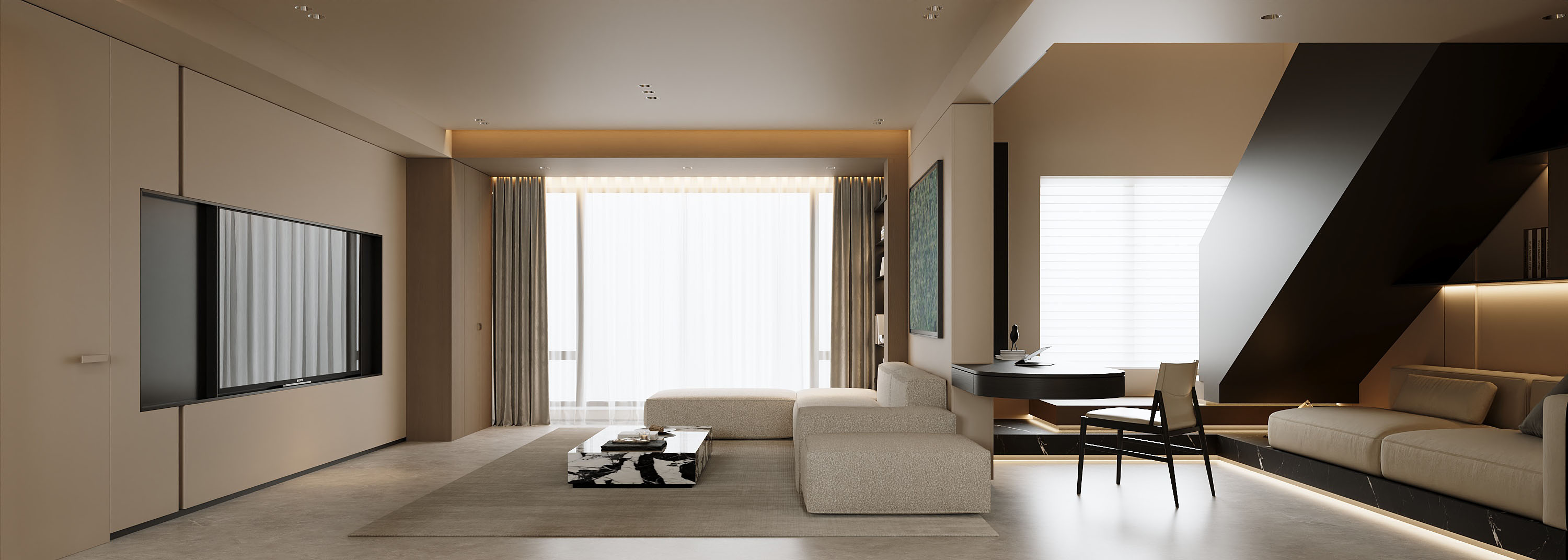 沈阳  万科新都心  186㎡ 现代简约风格效果表现-5