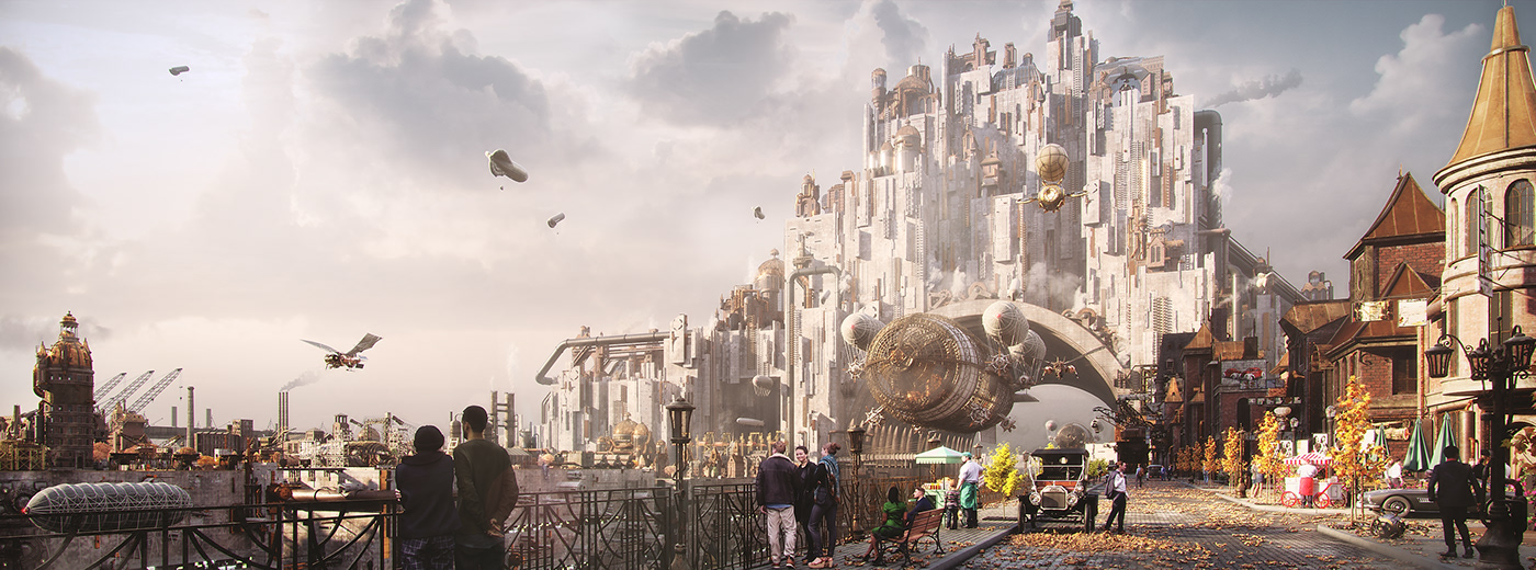 Steampunk urban city-3