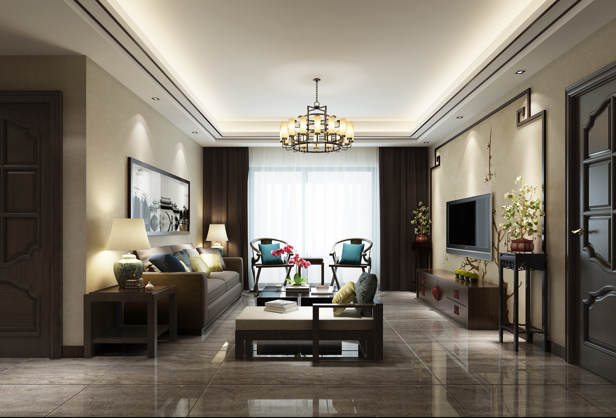 新中式 中式古典 奢华家装别墅样板房-13-29