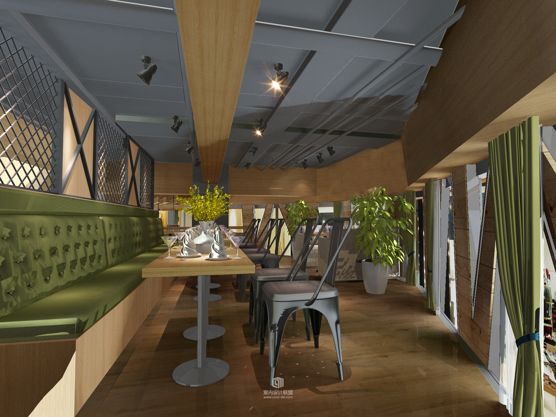 蓝柚公装设计 昆明西餐厅装修设计 商铺装修设计效果图-5