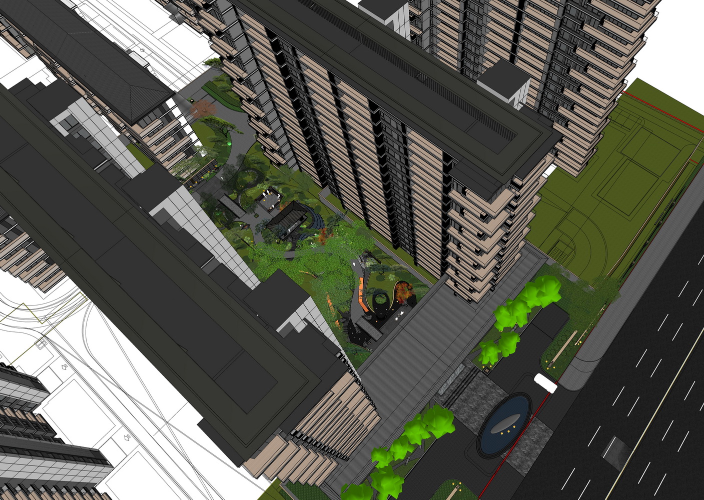 商丘中冠宸院大区景观SU模型-6