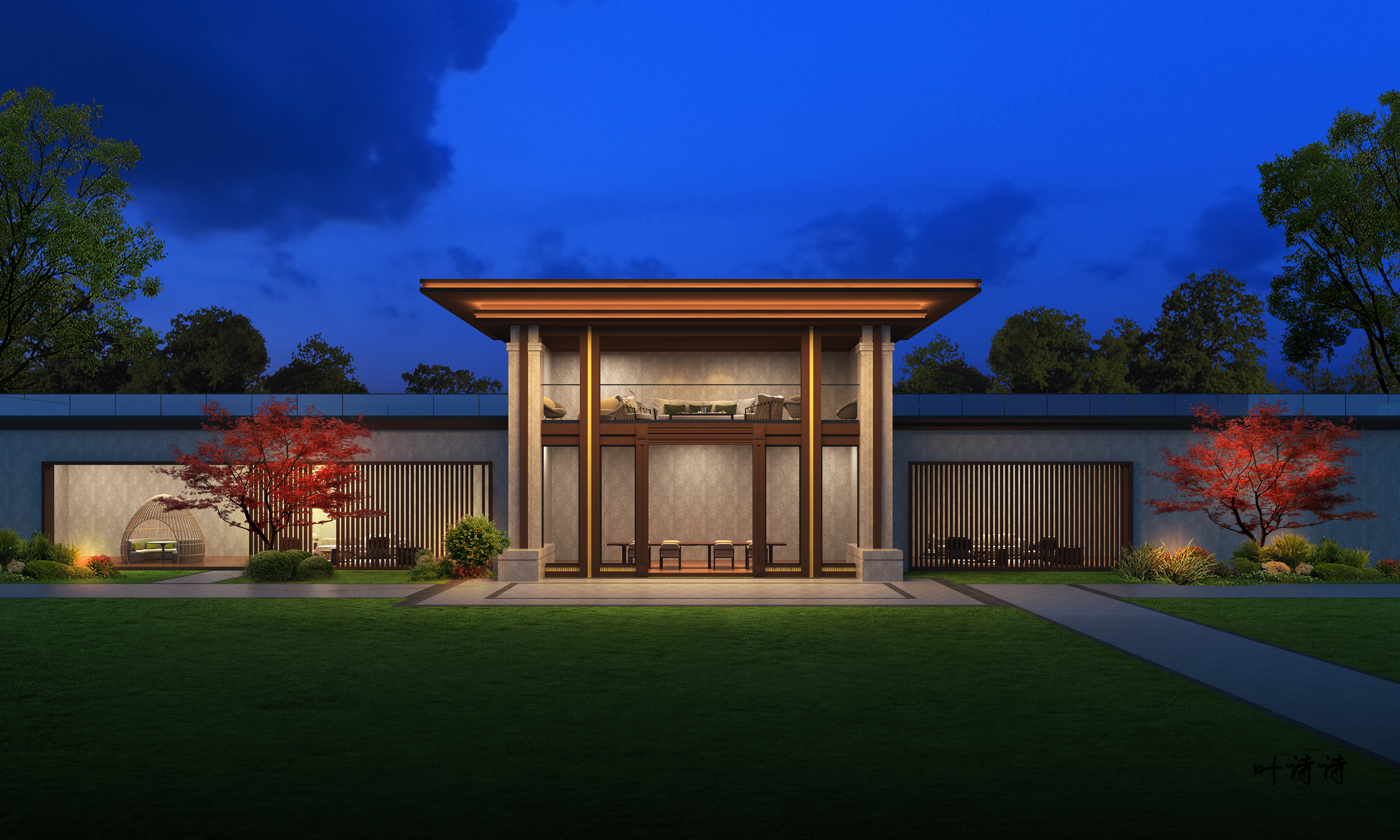 室外效果图|庭院设计-3