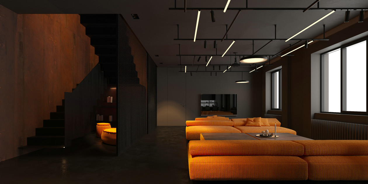 高级黑+橘色室内设计-4