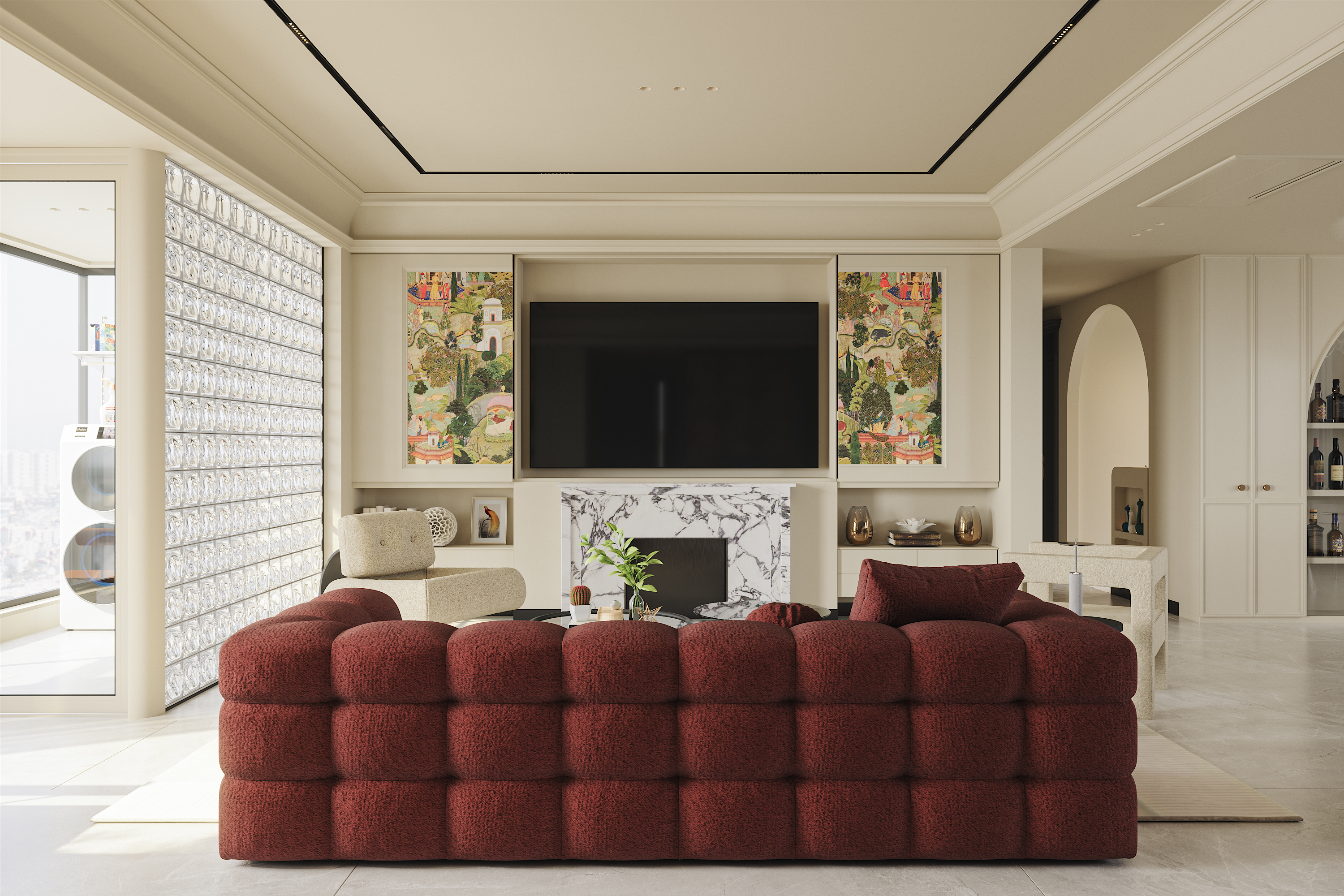 宏发前城现代法式奶油风住宅丨壹梵设计-3