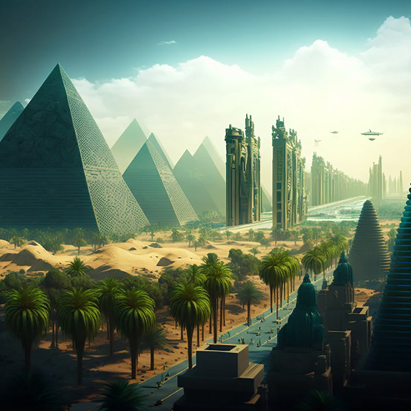 2050 年的人工智能金字塔丨Midjourney-3