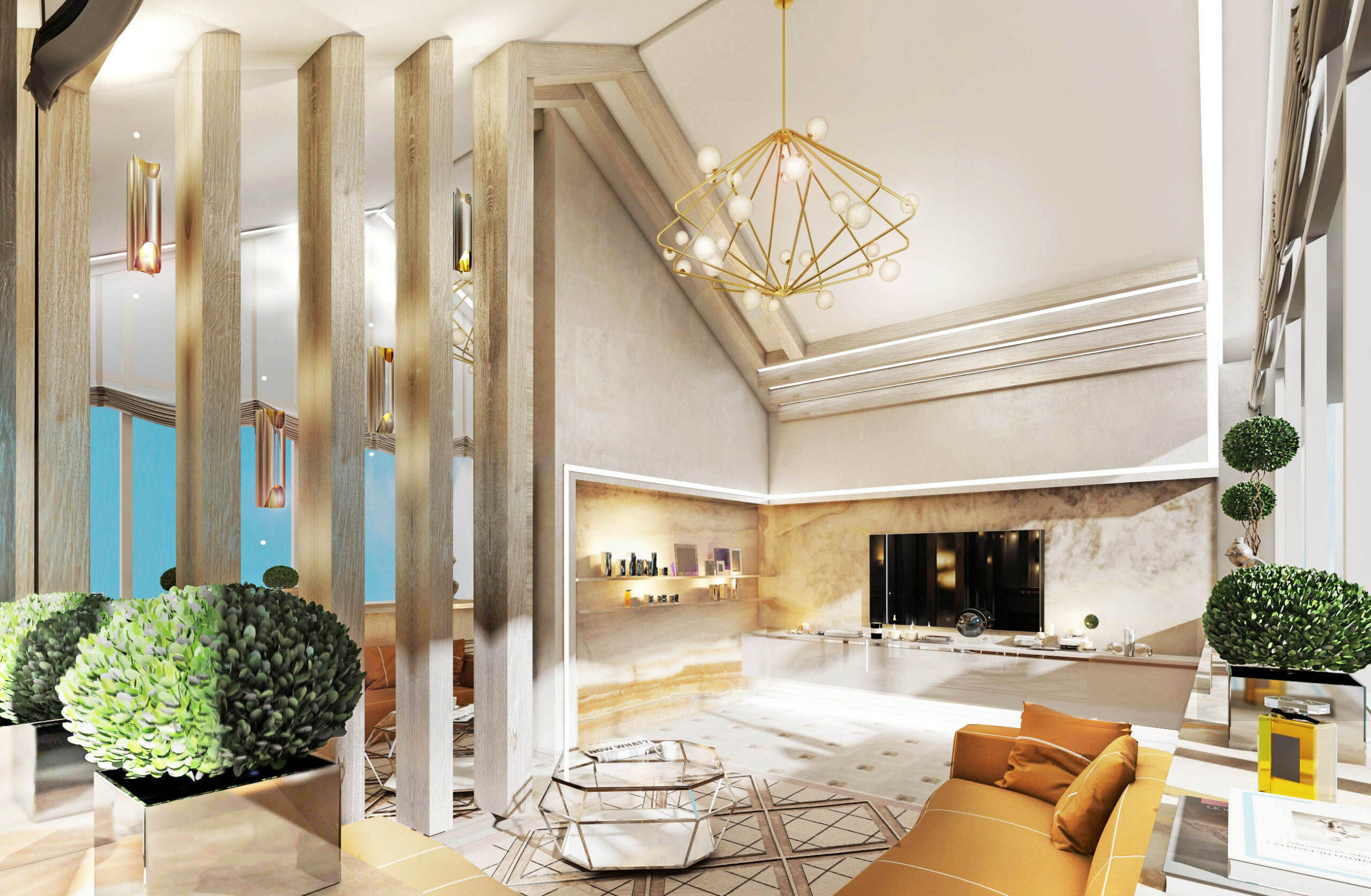 Бежевая гостиная 26м²（26平方米米色客厅）丨бюро ARXY-22