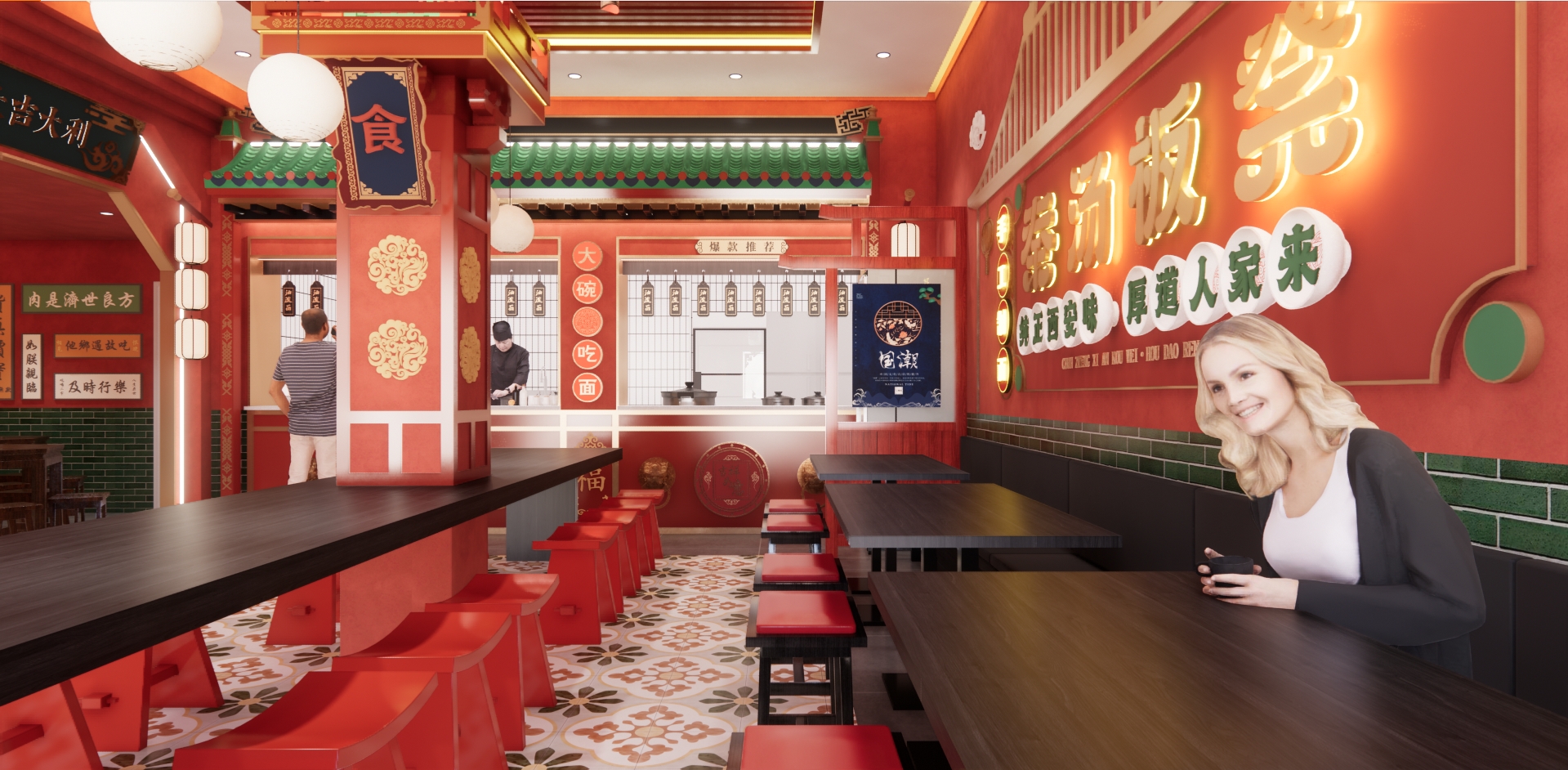 【秦汤板凳】天津网红西安面馆设计-46