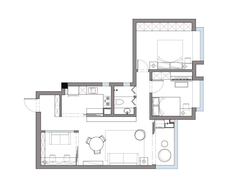 92㎡平层巧变三房设计-20