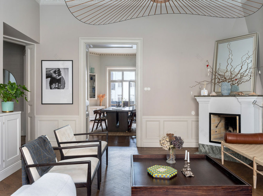 斯德哥尔摩公寓优雅图书馆设计-9