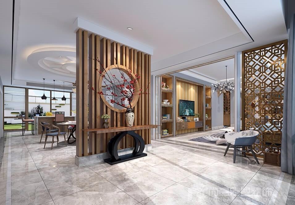 时尚灰调园林庭院,书柜沙发共筑惬意生活-6