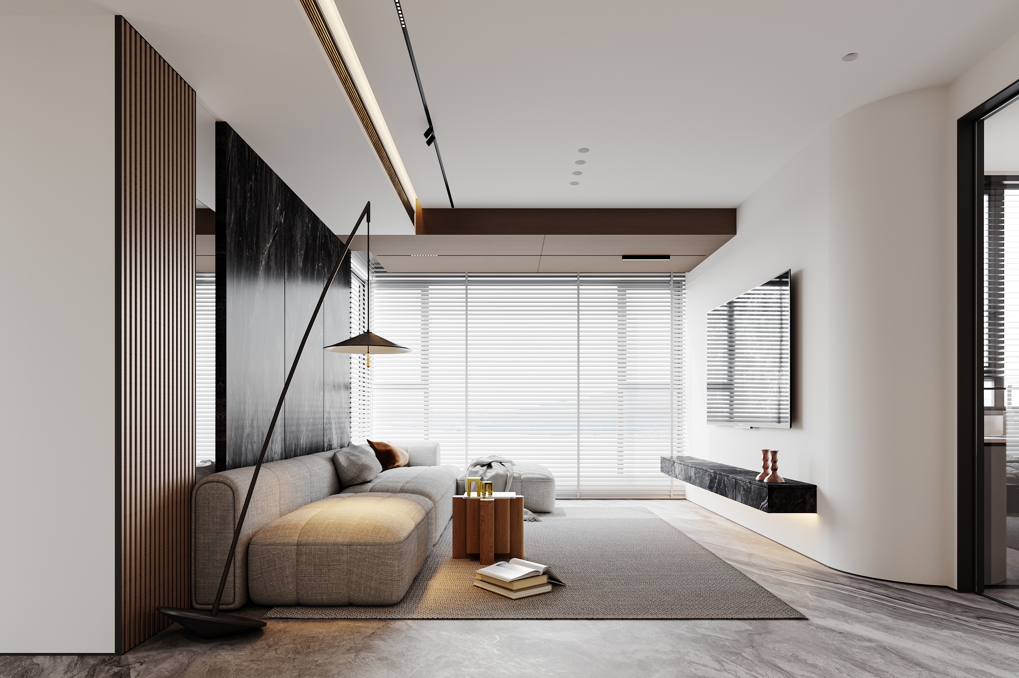 现代极简客厅卧室设计-3