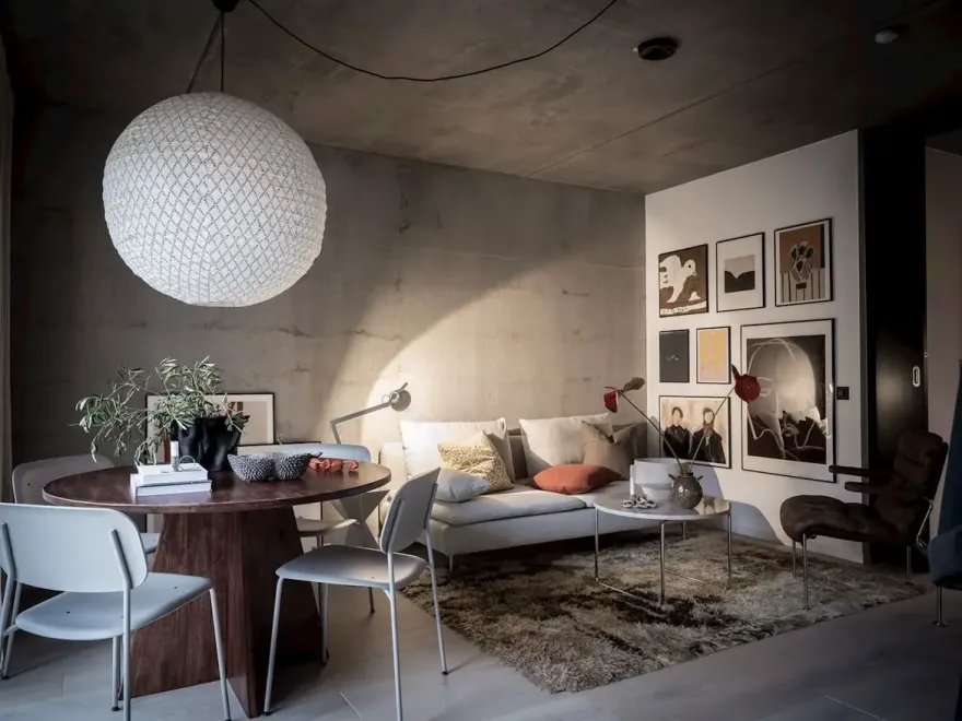 工业风 46m²小户型,原始混凝土墙的独特魅力-1