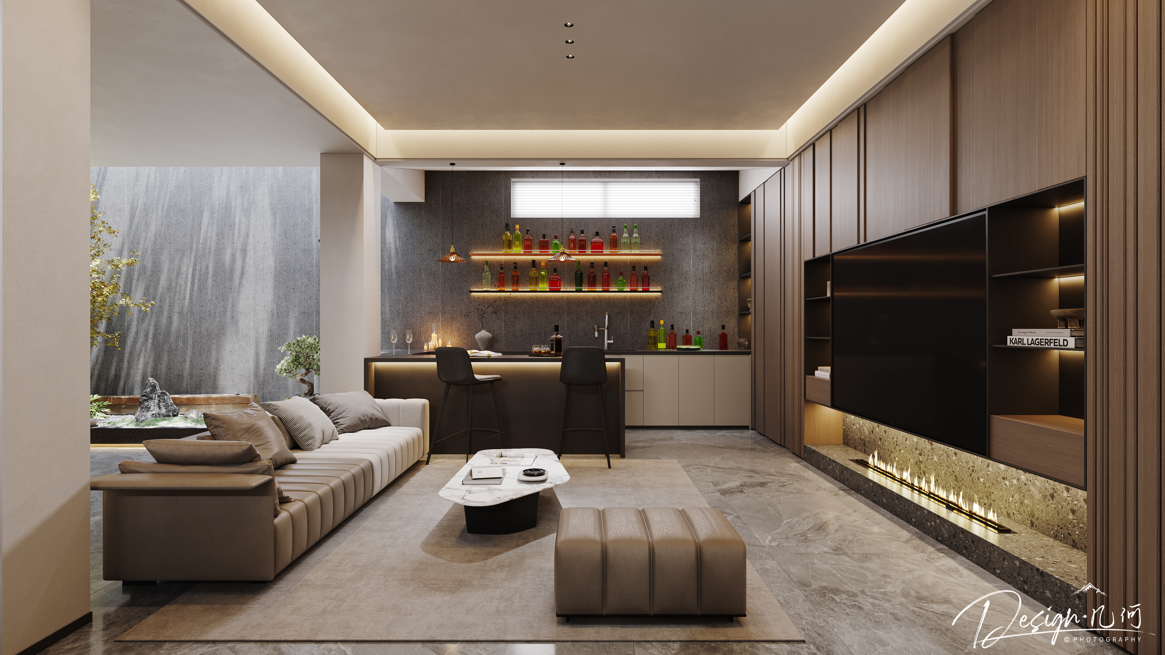 几何空间视觉表现 | 琥珀山庄现代地下室-2