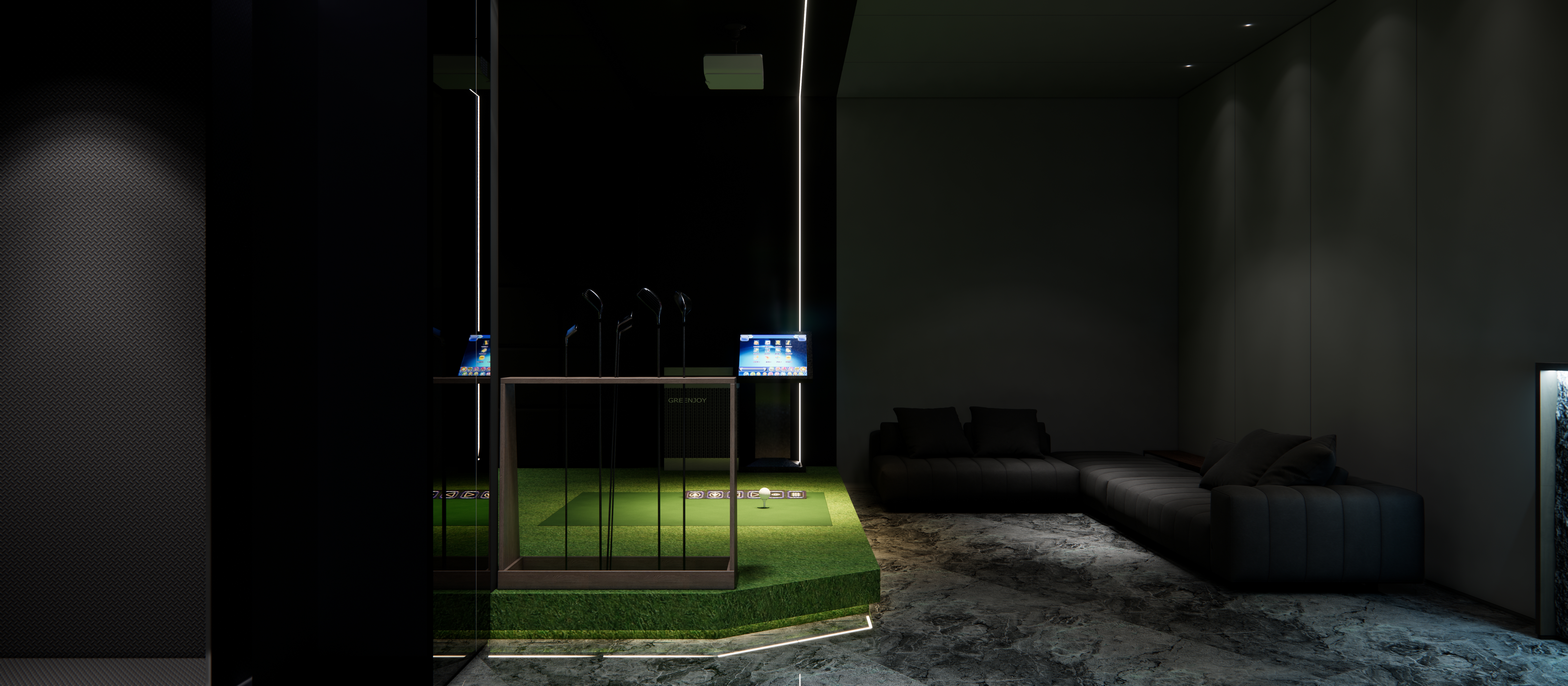 郑东商业中心云顶别墅室内高尔夫室-0