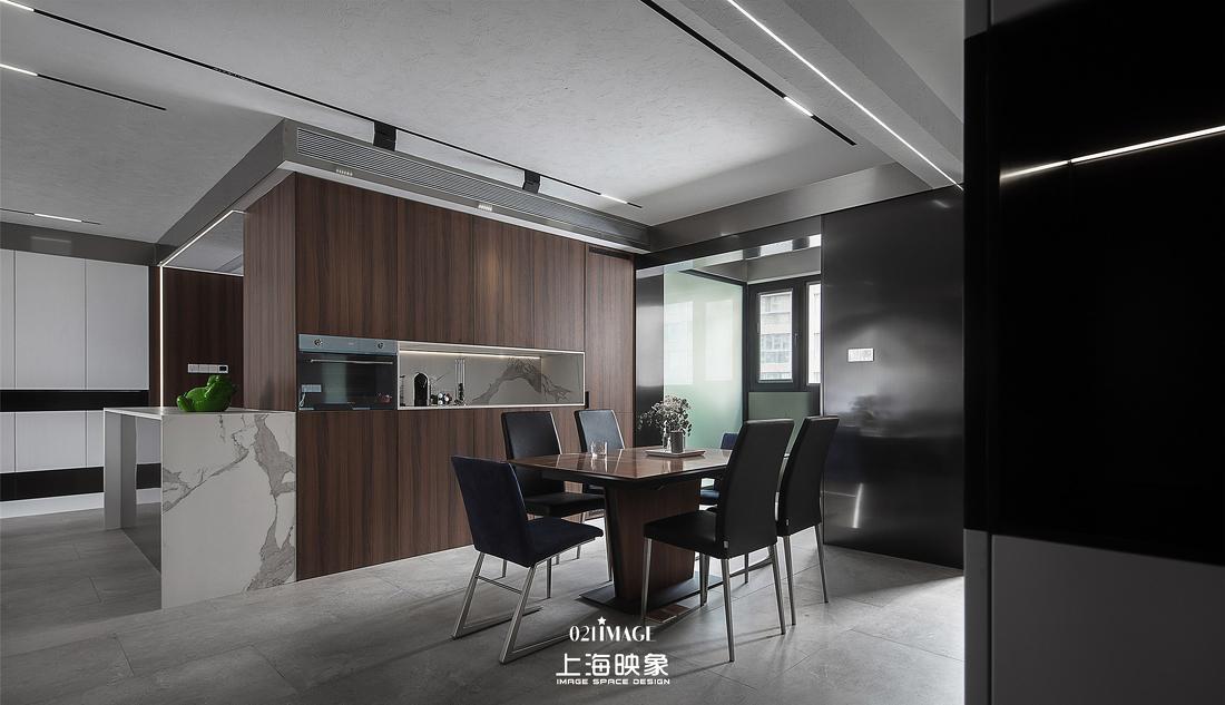 极简黑白灰,不锈钢与岩板的完美融合丨河马装饰-7