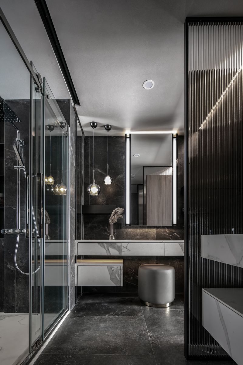 现代简约山语清晖，乐高模型与石材质感的空间对话-41