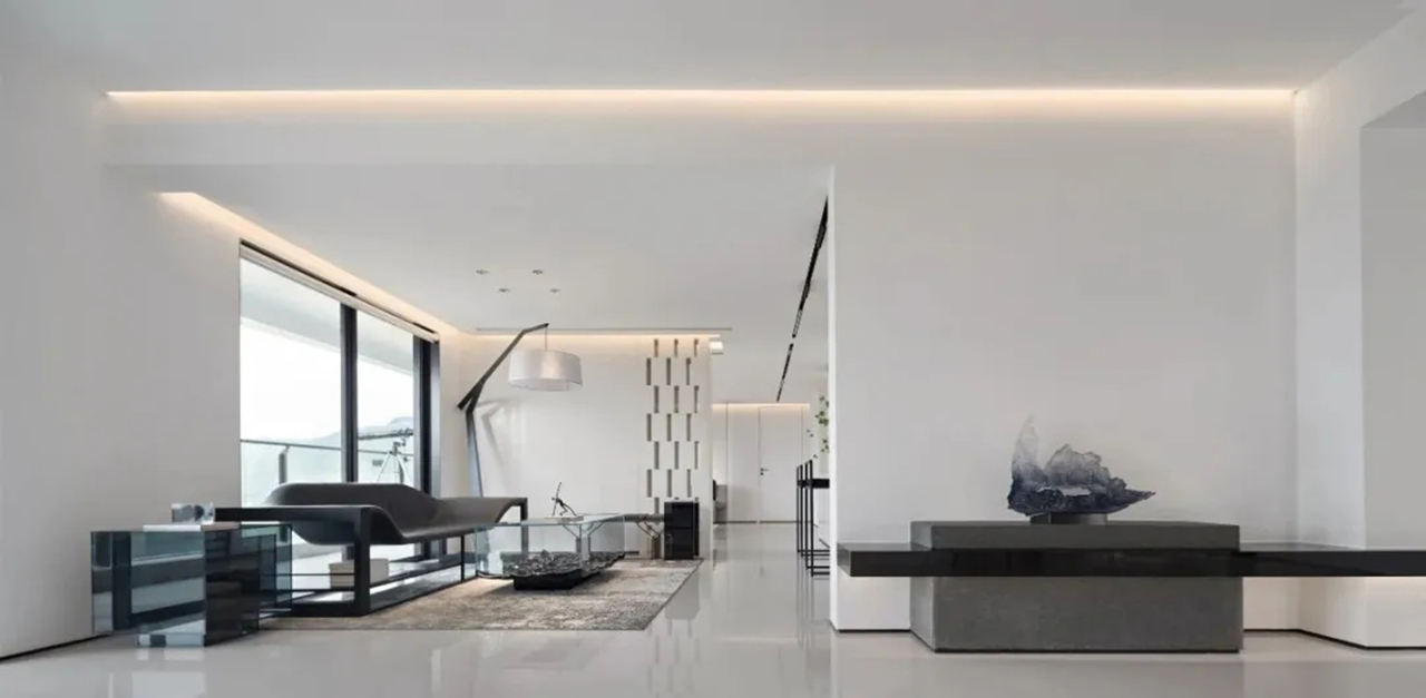 星河山海半岛顶层会所 | 黑与白的极简平衡之道-30