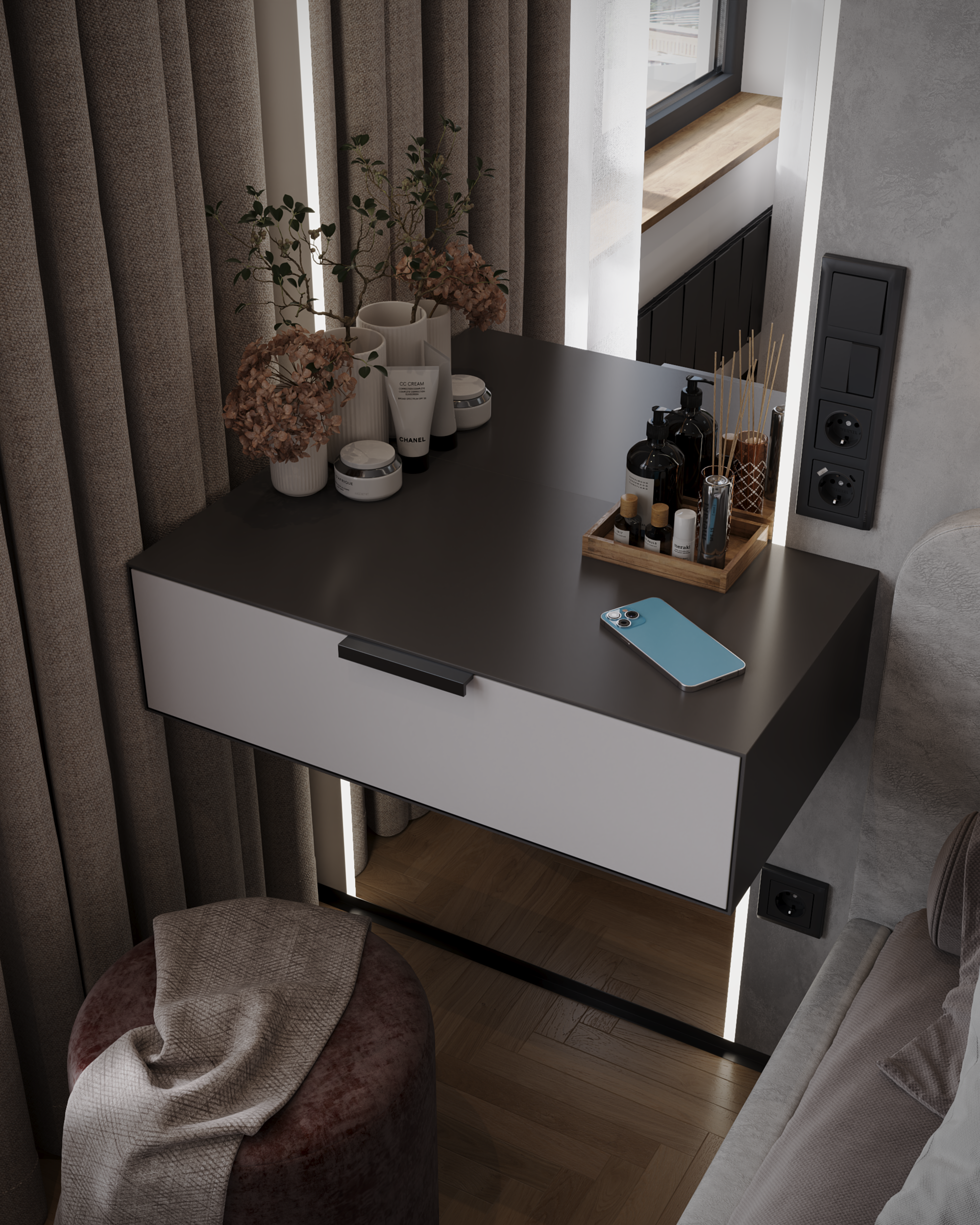 Спальная комната в классическом стиле-17