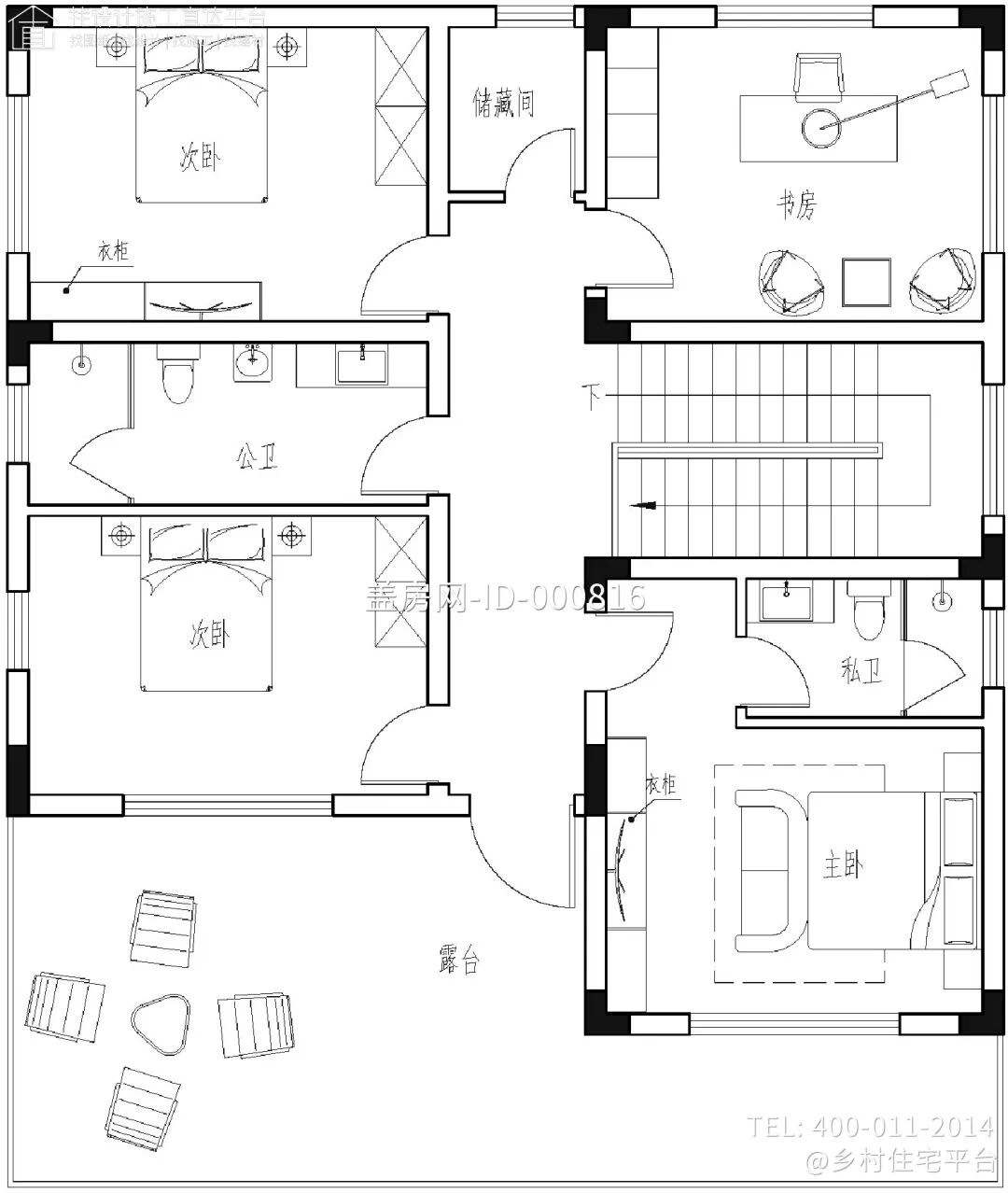 【设计师案例】土建参考造价48万，面宽11.4m×进深13.5m江苏泰州二层欧式别墅-23