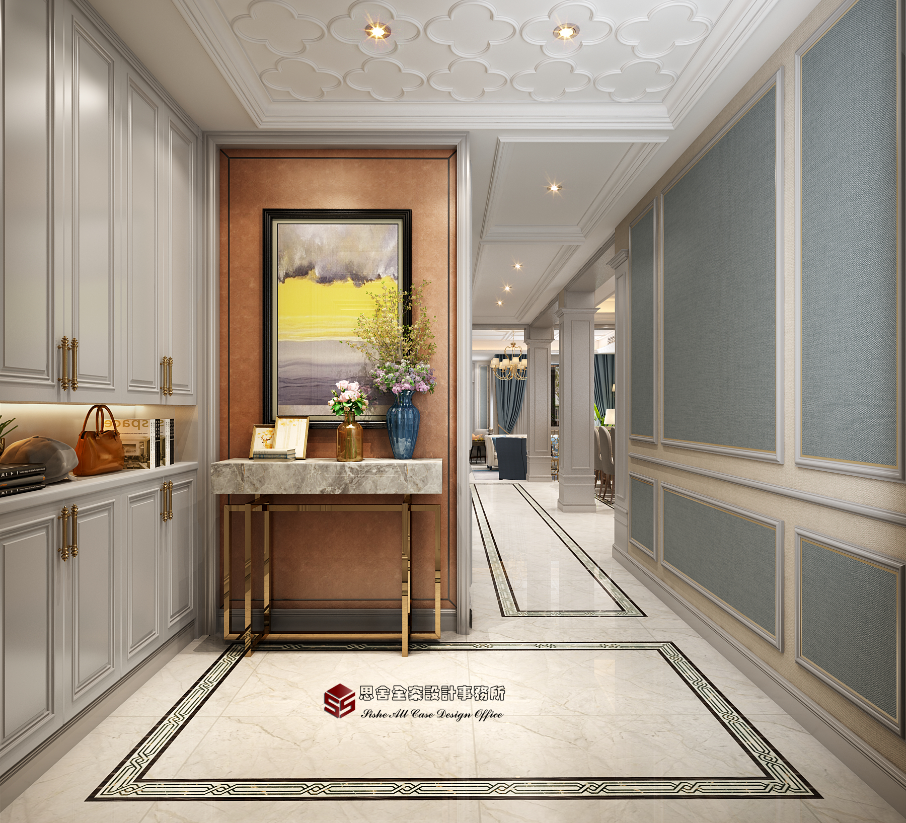 融合两种风格的地下室轻奢美式空间设计-8