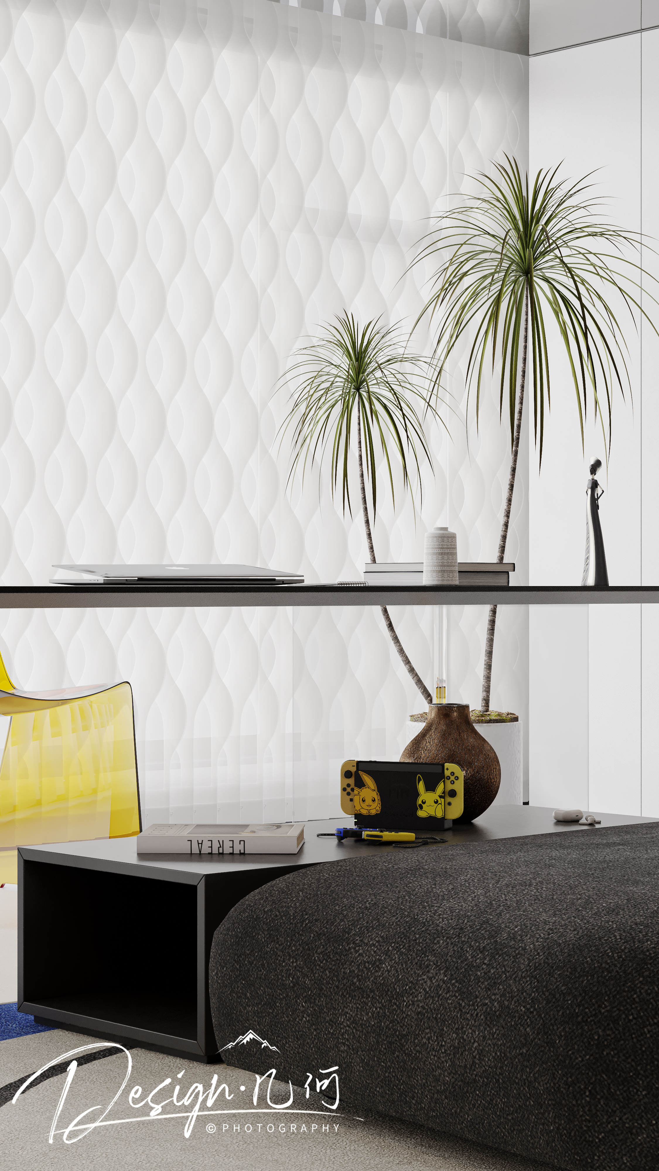 几何空间视觉表现 | 国悦府现代蒙德里安色系客餐厅-17