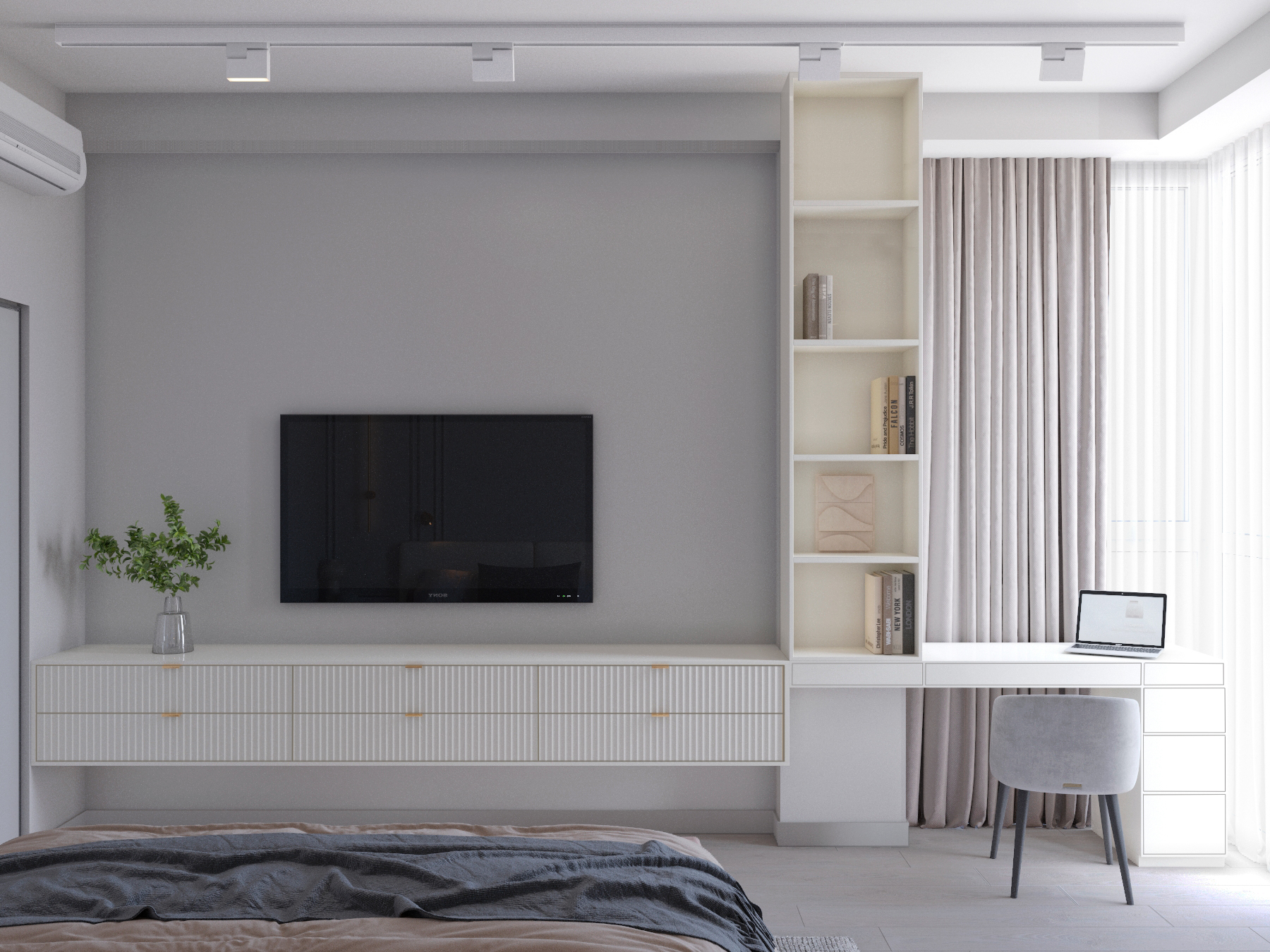 当代简约风格卧室及步入式衣帽间设计丨未明确提及,推测为文本作者所在设计工作室-4