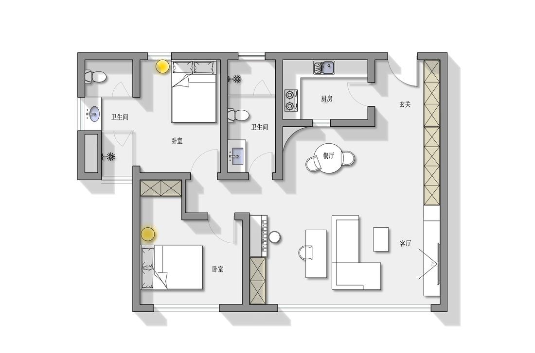 多功能客厅＋复古风刚需房设计-36
