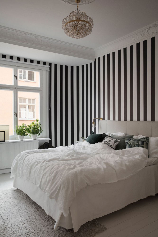 瑞典公寓 | 黑白条纹卧室的温馨北欧风-6