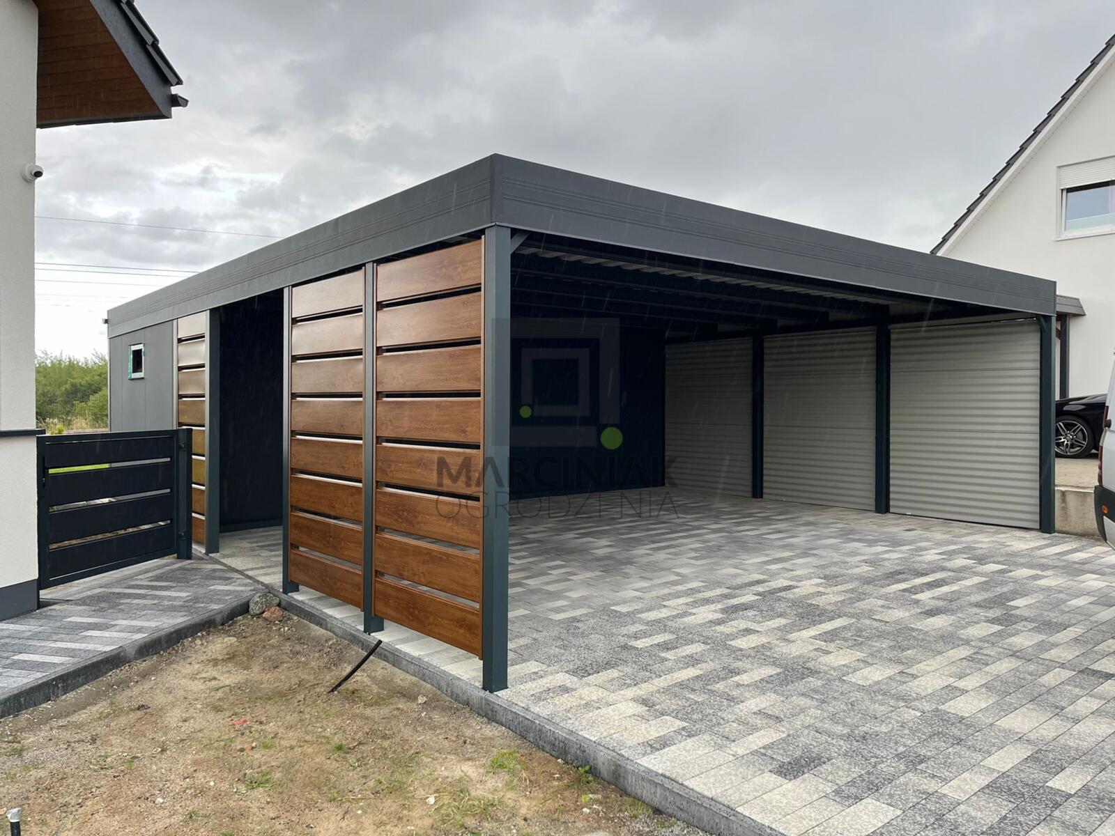 带后部杂物间的车棚及单双车位车棚项目丨波兰绿山城-20