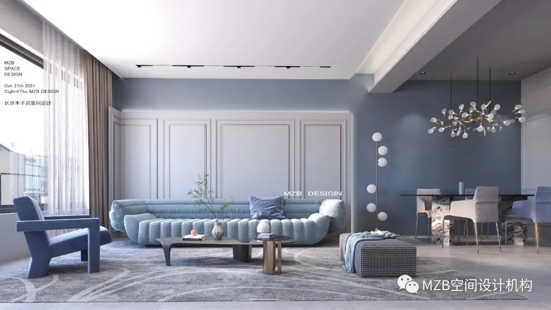 蓝色治愈空间 · 现代轻奢风格的建发央著项目丨MZB 空间设计机构-18