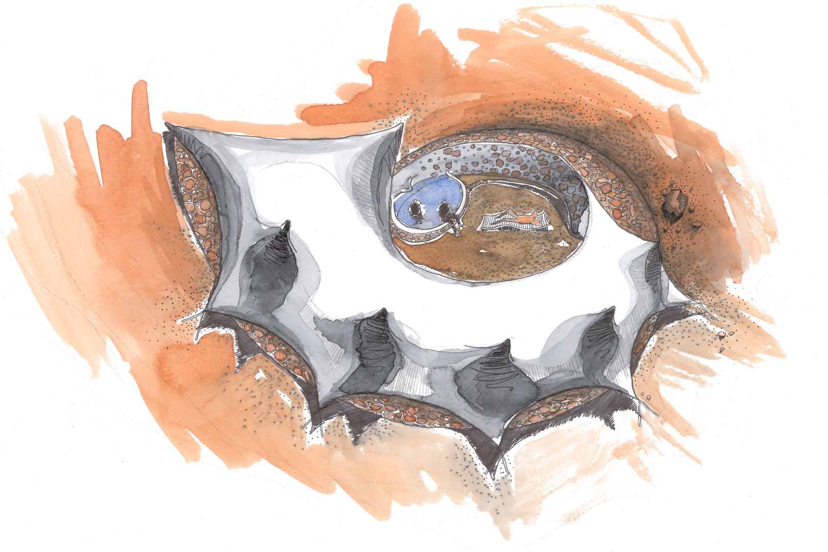 有机建筑 红沙(注:Arena Roja直译为红沙,这里不清楚它在具体语境中的含义,Arquitectura Orgánica常见释义为有机建筑) 丨约旦-29