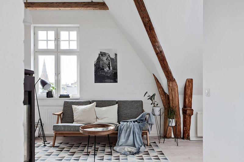 瑞典顶层阁楼 | 木梁与极简主义的完美融合-6