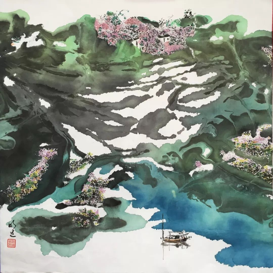 《汉水情》——王明道的水墨山水，飘渺流动，展现独特艺术风格-0